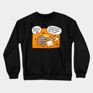 Sloth and Cat Dancing Comic Crewneck Sweatshirt